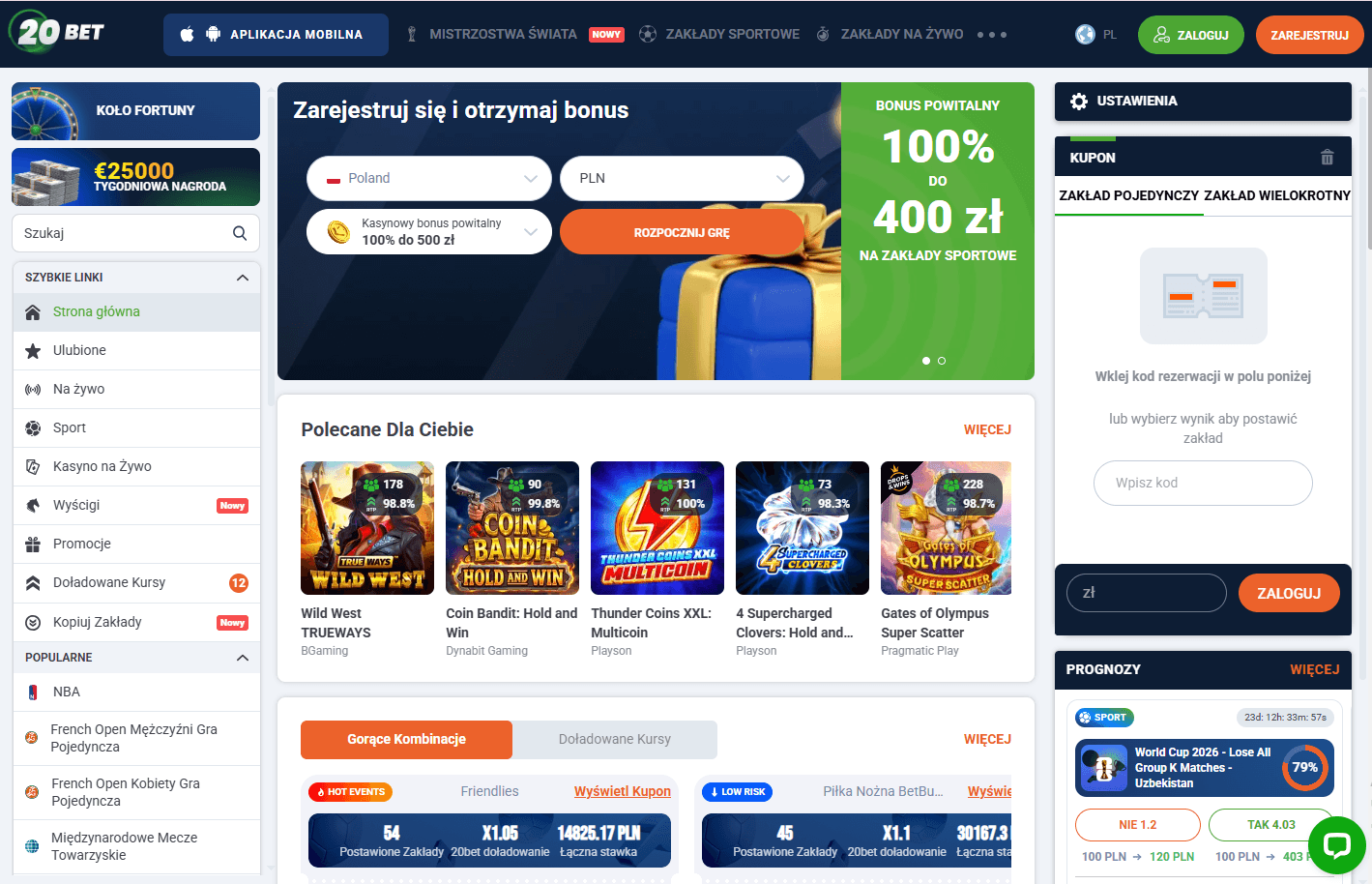 20Bet_Zrzuty ekranu_Strona główna